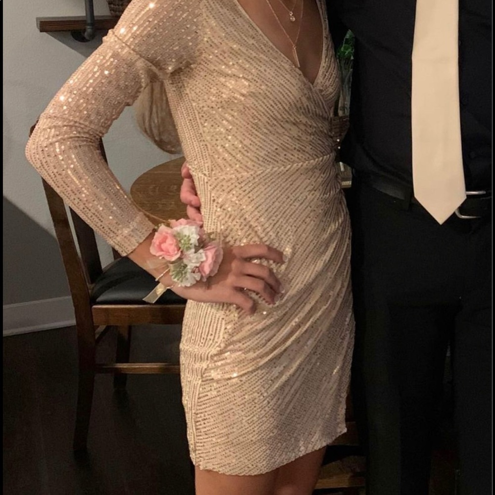 Beautiful Long Sleeve Rose Gold Dress Sz S